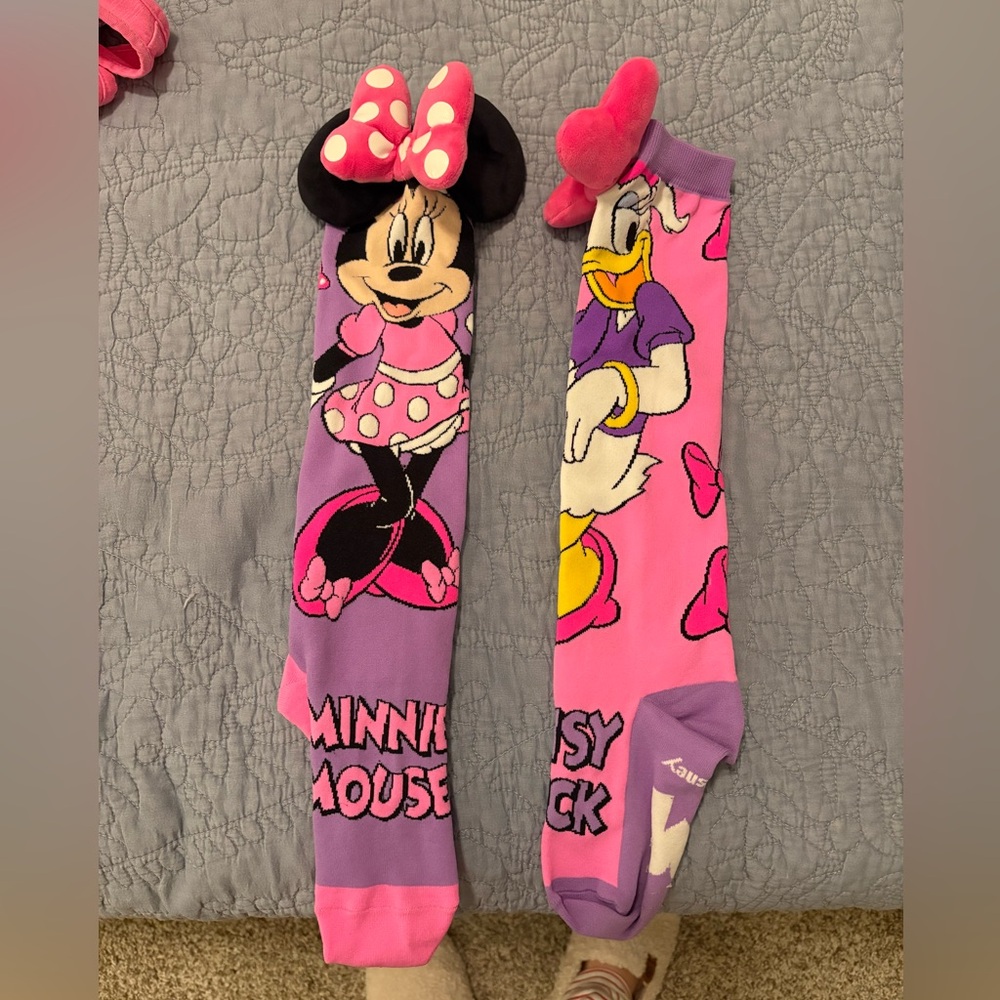 Disney Pink and Purple Minnie & Daisy Kids Knee-High Socks